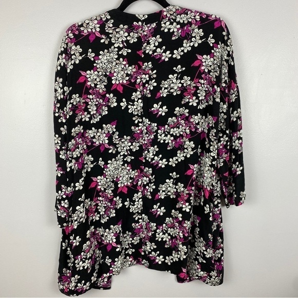 Long Tall Sally Floral 3/4 Sleeves Kimono Size 8 Black White Pink - Picture 10 of 10